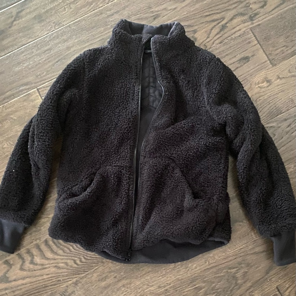 Ivivva Black Reversible Sherpa Sweater Jacket Youth Size 12
